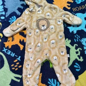 Cozy Tan Lion Print Kids One Piece